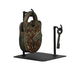 Who holds Your Key? Vintage Lock & Keys on Stand (Set of 3)