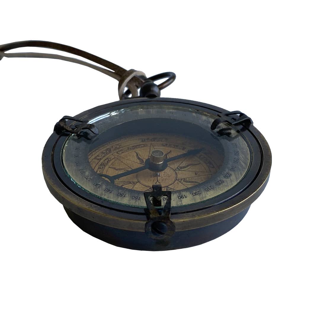 Antiqued Brass Old World Style Compass, 2-1/2"