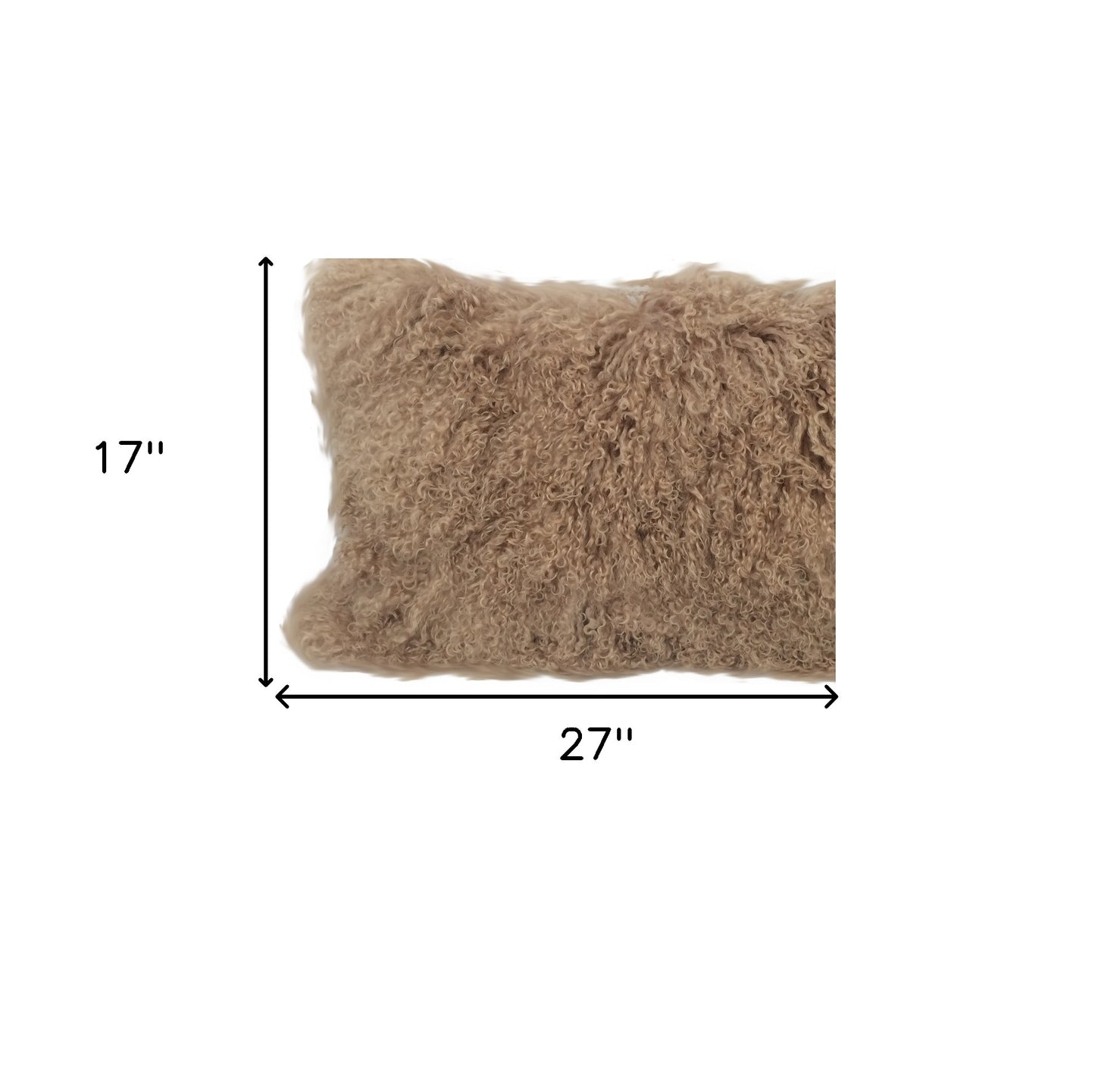 Almohada de piel de cordero tibetana auténtica de color beige de 17" con respaldo de microfibra