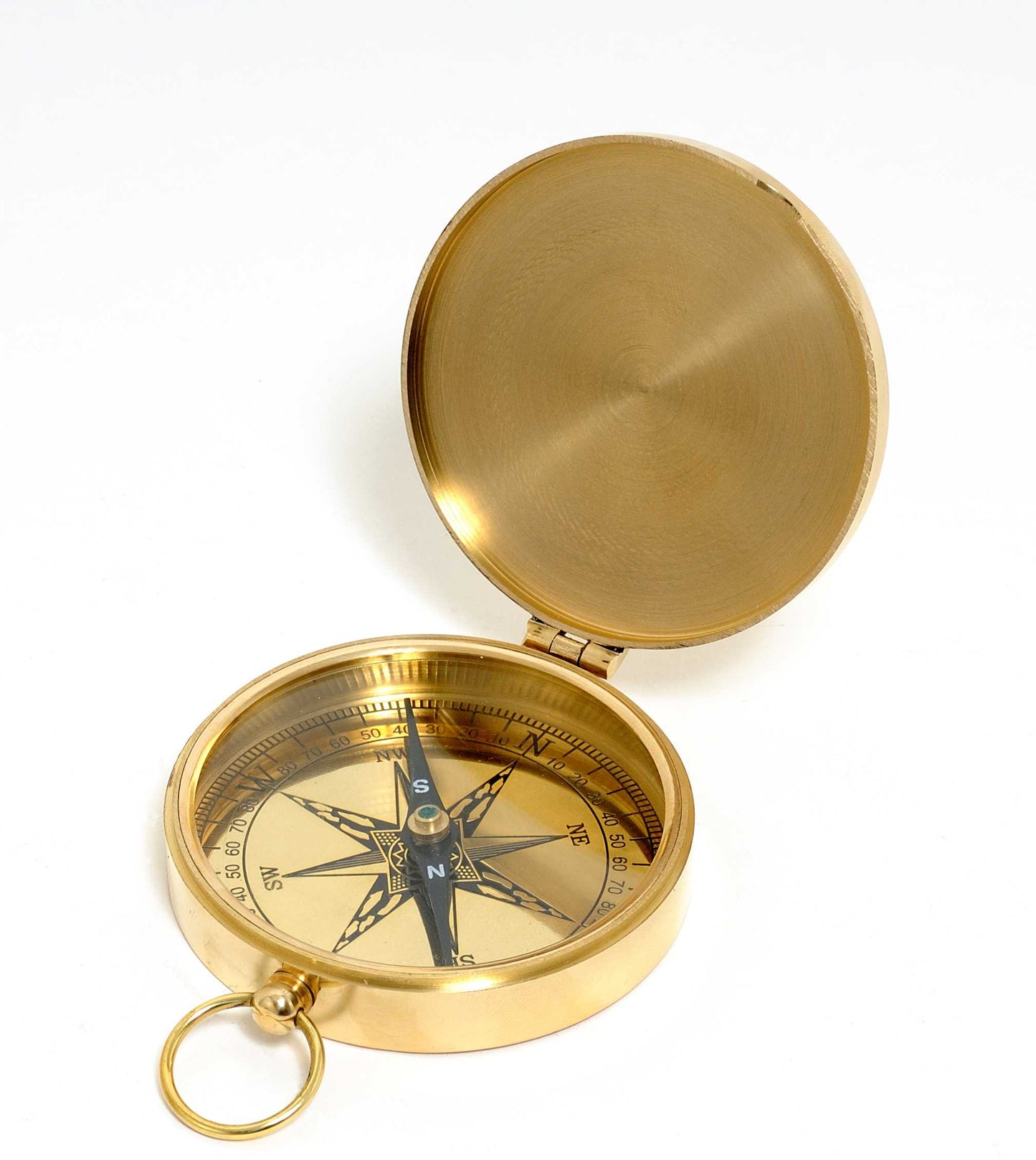 Shiny Brass Marine Compass With Lid