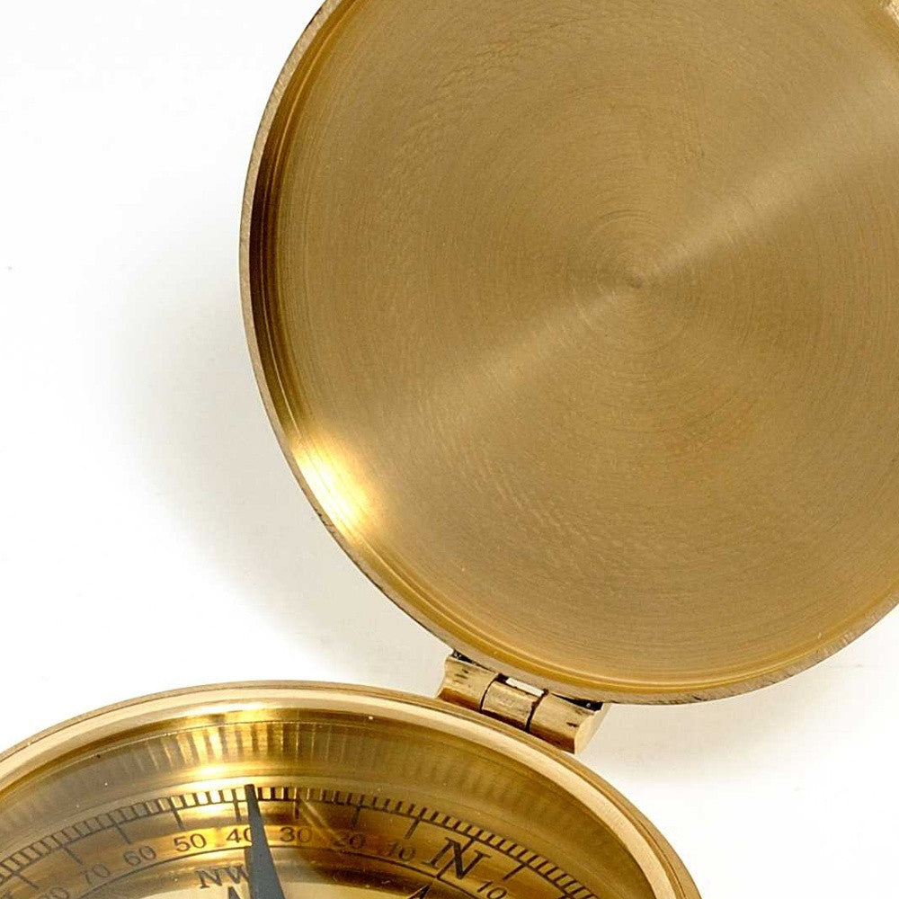 Shiny Brass Marine Compass With Lid