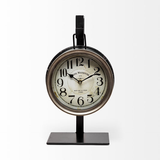 Reloj de mesa colgante de metal marrón metalizado