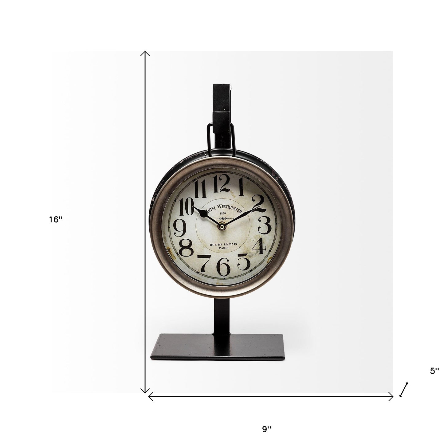 Metallic Brown Metal Hanging Desk Table Clock