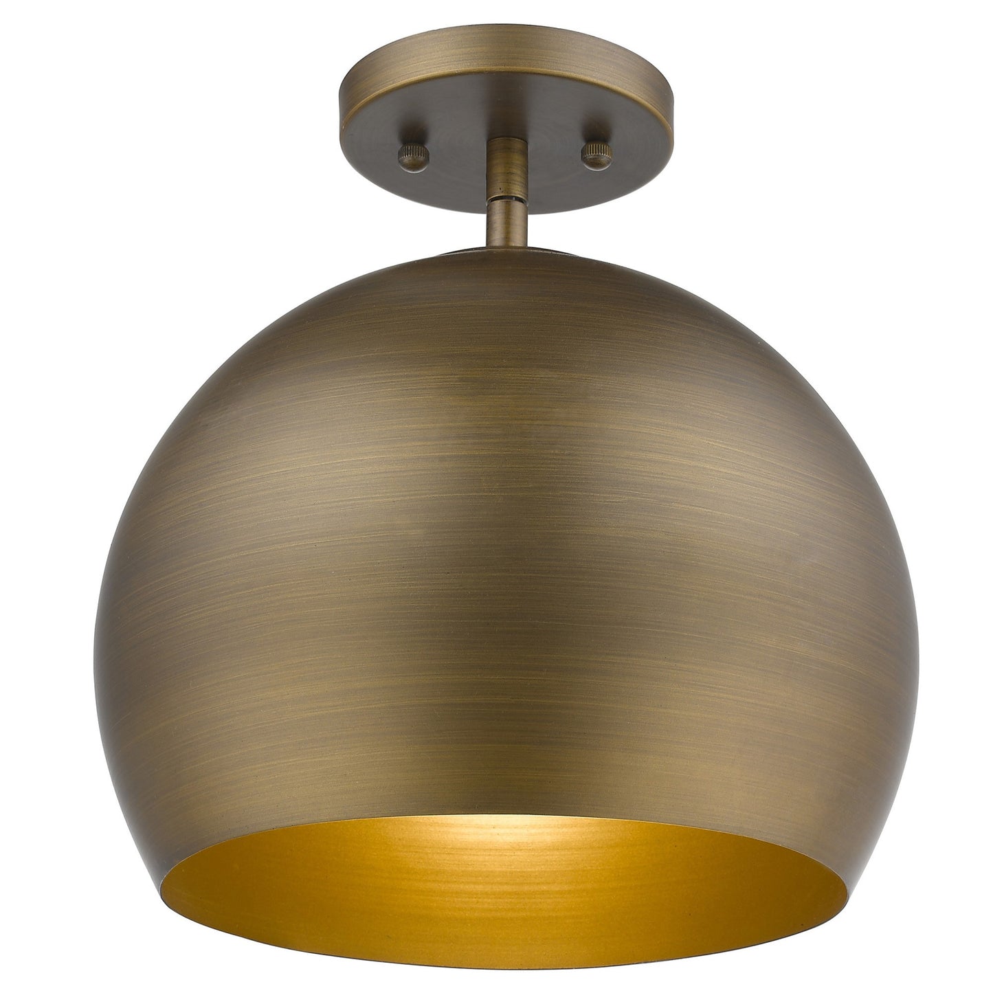 Latitude 1-Light Hand Painted Antique Gold Pendant With Gold Interior Shade