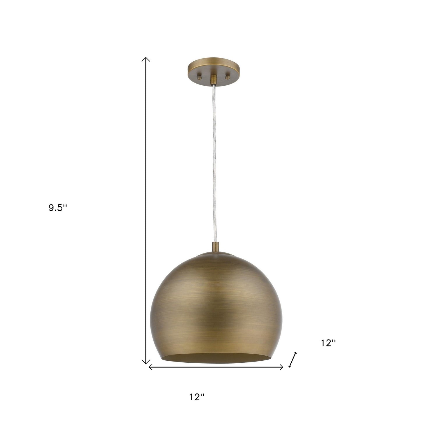 Latitude 1-Light Hand Painted Antique Gold Pendant With Gold Interior Shade