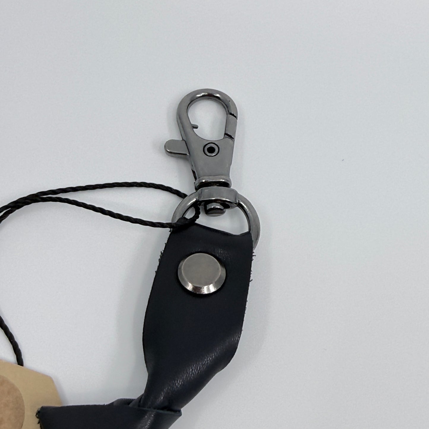 Navy Supple Calfskin Leather Keychain