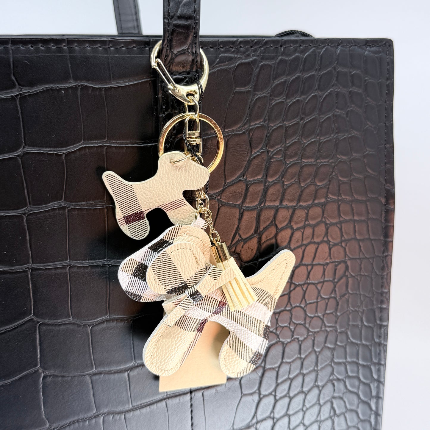 Sweetest Puppy Dog Plaid Bag or Key Charm!